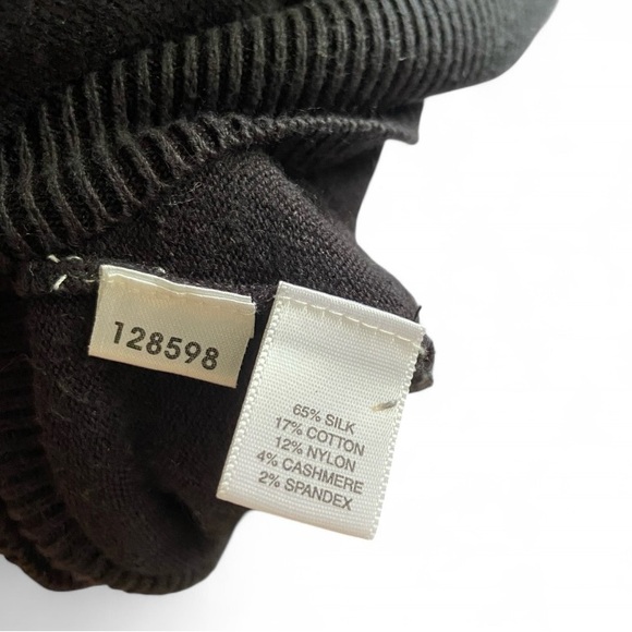 Ann Taylor Black Jeweled Embellished Cashmere Silk Sweater Top Womens Size Small - Picture 4 of 7